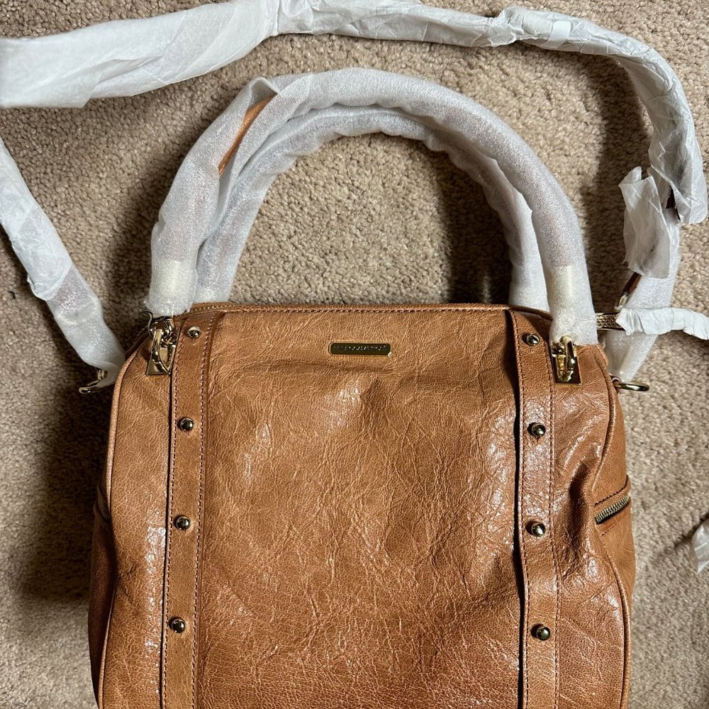 REBECCA MINKOFF CUPID LEATHER SATCHEL BAG Crossbody sand NWT